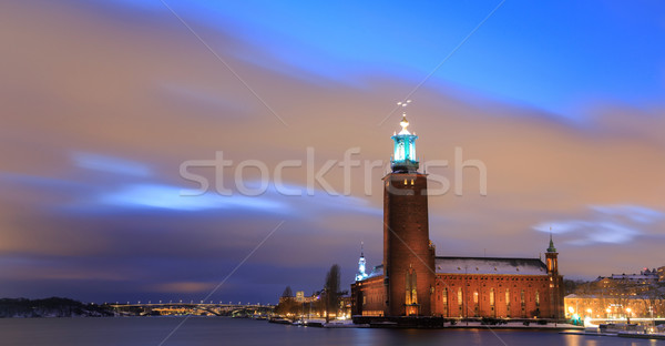 Panorama Sztokholm Szwecja zmierzch transport świetle Zdjęcia stock © vichie81