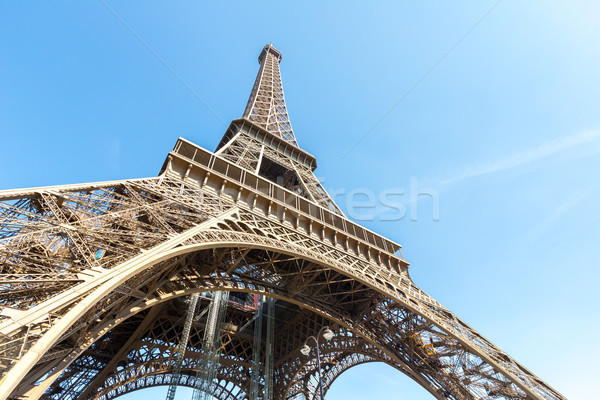 Wieża Eiffla Paryż lata Błękitne niebo Francja niebo Zdjęcia stock © vichie81