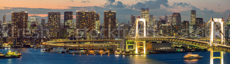 東京 塔 彩虹 橋 全景 天際線 商業照片 © vichie81