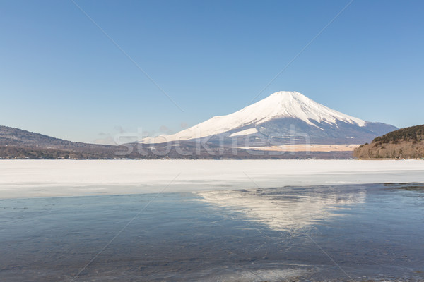 Winter Mount Fuji meer reflectie sneeuw Stockfoto © vichie81