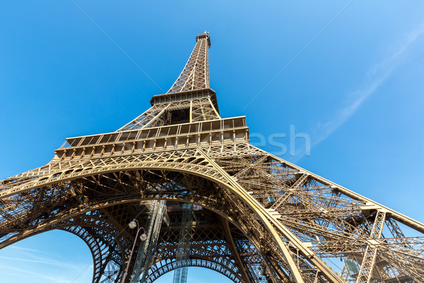 Stock fotó: Eiffel-torony · Párizs · nyár · kék · ég · Franciaország · égbolt