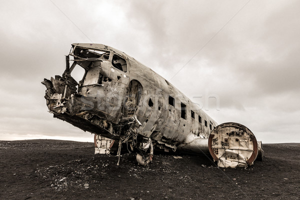 Stock foto: Flugzeug · zerstören · Island · aufgegeben · militärischen · Strand