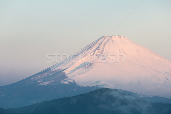 Fuji munte lac răsărit iarnă cer Imagine de stoc © vichie81