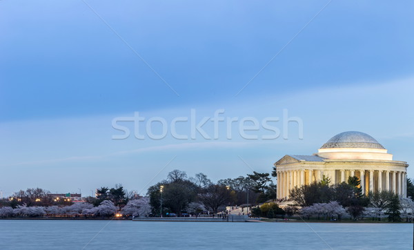 Foto stock: Edifício · crepúsculo · Washington · DC · viajar · linha · do · horizonte · lago