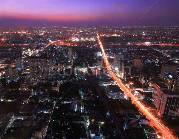 Stok fotoğraf: Bangkok · karayolu · yol · Bina · şehir · gece