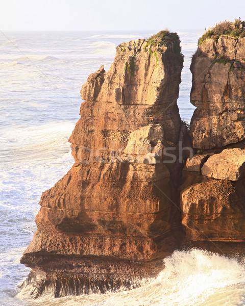 pancake rock at West coast of New Zealand Stock photo © vichie81