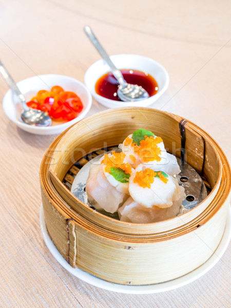 Dim sum bambus castron cină placă Imagine de stoc © vichie81