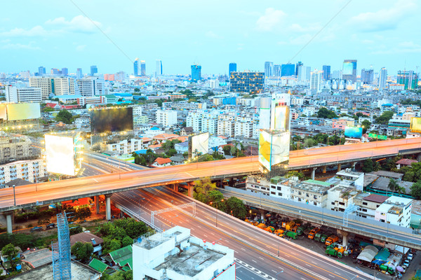 Luchtfoto Bangkok snelweg centrum business hemel Stockfoto © vichie81