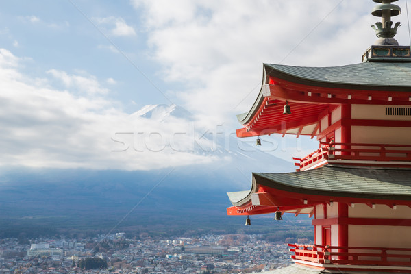 Foto d'archivio: Rosso · pagoda · montagna · fuji · panorama · città