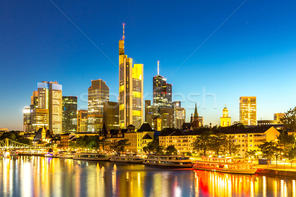 Stock fotó: Frankfurt · felhőkarcoló · Németország · alkonyat · délelőtt · bánya