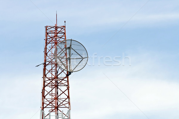 Satellite Dish on Telecommunication Radio antenna Tower Stock photo © vichie81