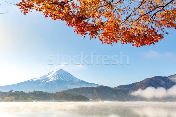 Fuji toamnă Japonia lac zăpadă râu Imagine de stoc © vichie81