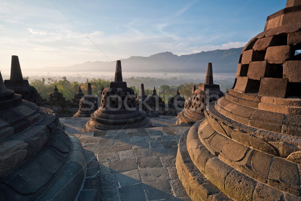 Borobudur Temple Morning Sunrise Stock photo © vichie81