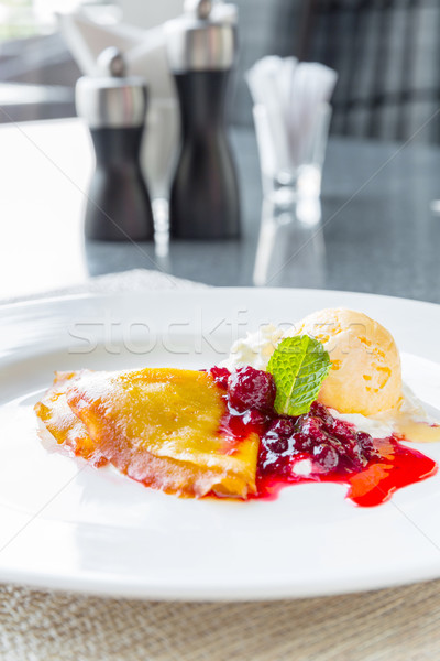 Raspberry Icecream pancake Stock photo © vichie81