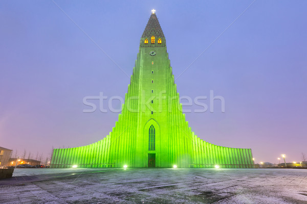 Catedral Islandia reikiavik noche edificio iglesia Foto stock © vichie81