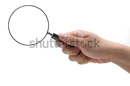 [[stock_photo]]: Homme · main · lentille · loupe · isolé