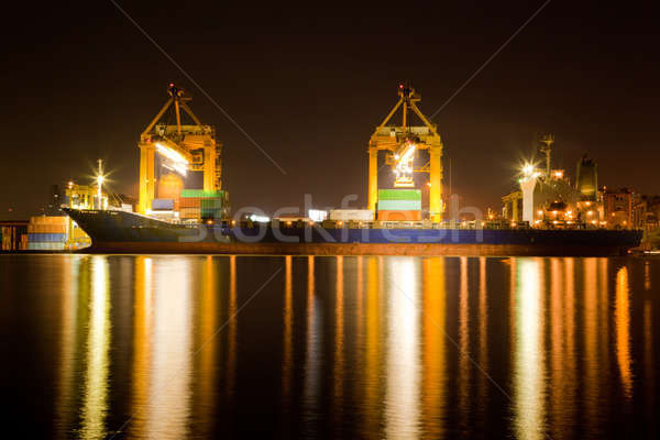 Endüstriyel gemi gece ticari konteyner kargo Stok fotoğraf © vichie81