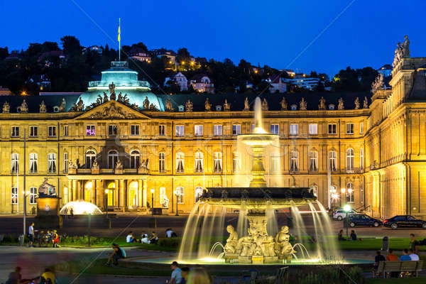 Stock foto: Stadt · Zentrum · Deutschland · Dämmerung · Brunnen · neue