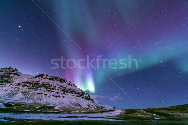 Kuzey ışık şafak İzlanda kalp manzara Stok fotoğraf © vichie81