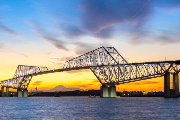 Stockfoto: Tokio · poort · brug · mijlpaal · berg · fuji