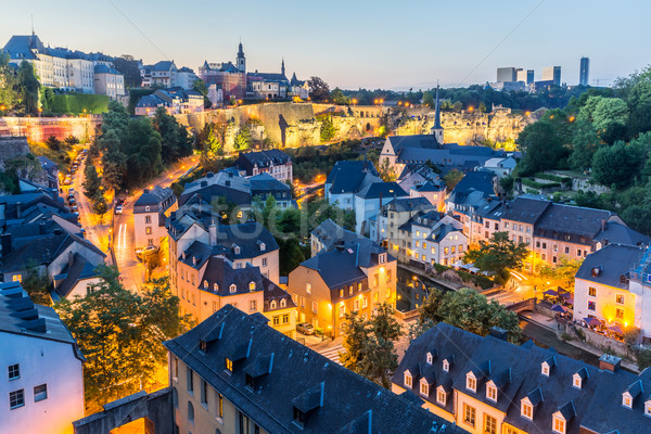 Luksemburg Night City miasta wygaśnięcia górę widoku Zdjęcia stock © vichie81