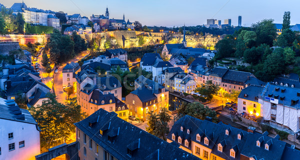 éjszakai város panoráma város naplemente felső kilátás Stock fotó © vichie81