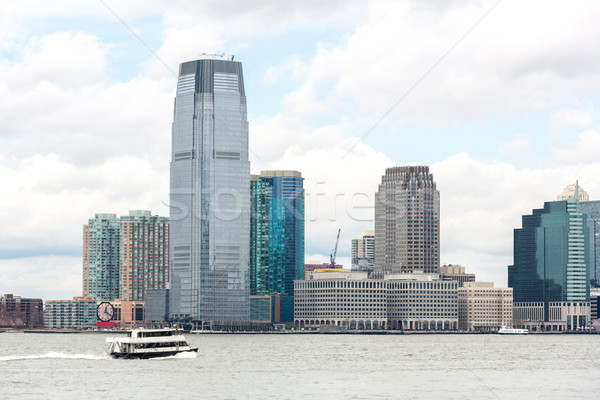Verlagen Manhattan New York City skyline eiland stadsgezicht Stockfoto © vichie81