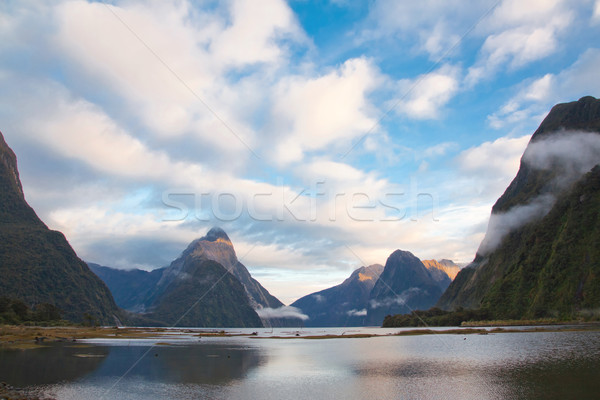 [[stock_photo]]: Sonores · Nouvelle-Zélande · réflexion · élevé · montagne · glacier
