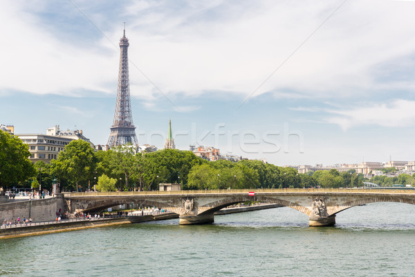 Eyfel Kulesi nehir Paris Fransa Bina şehir Stok fotoğraf © vichie81