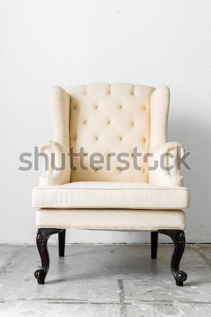 Stockfoto: Beige · retro · stoel · klassiek · weefsel · stijl