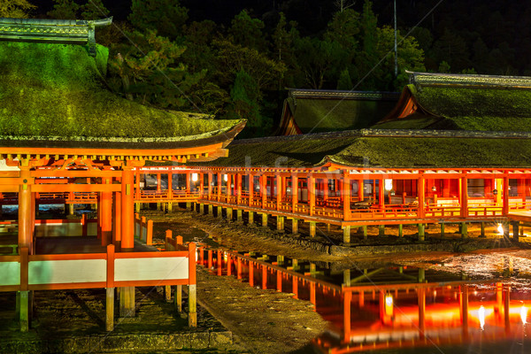 Schwimmend Schrein Tempel Japan Dämmerung Sonnenuntergang Stock foto © vichie81