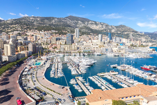 Monaco Hafen Französisch Wasser Berg Ozean Stock foto © vichie81