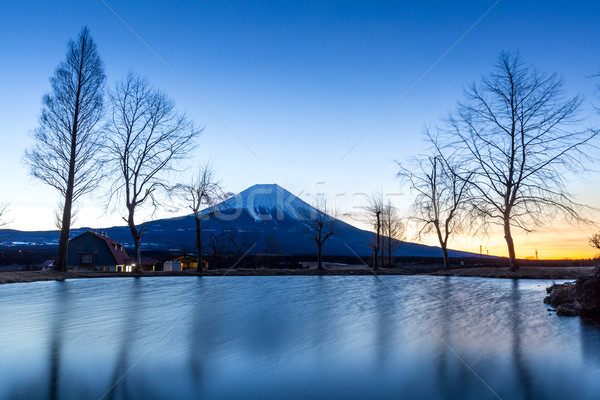 Fudzsi napfelkelte hegy Japán tájkép tél Stock fotó © vichie81