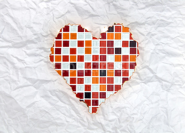 Klasszikus papír piros mozaik szív szeretet Stock fotó © vichie81