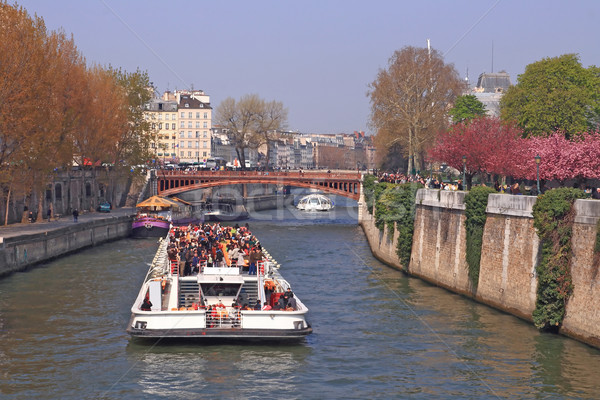 Tourist cruise boat in Paris France Stock photo © vichie81