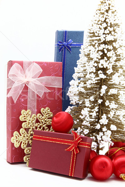 set of holiday boxes with christmas tree and ornament Stock photo © vichie81
