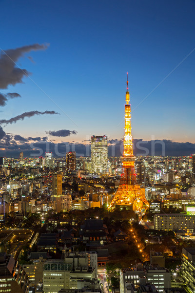 Токио башни Cityscape Япония закат Сток-фото © vichie81