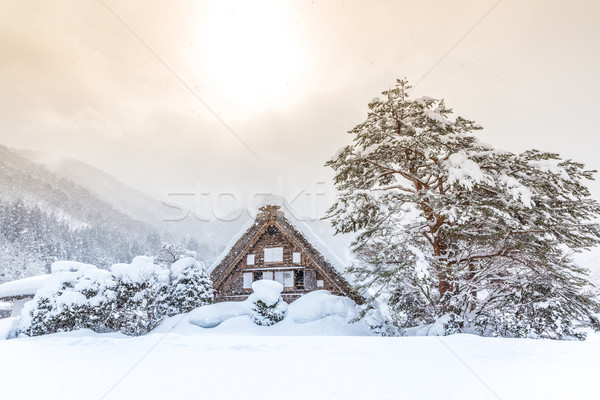 Shirakawago with Sun Snow Stock photo © vichie81