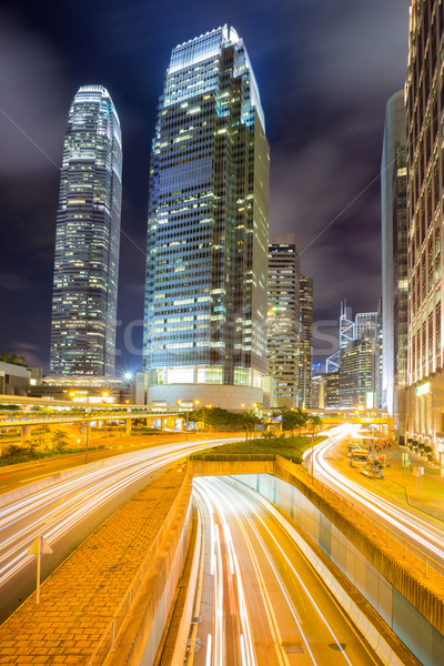 Hongkong zentrale Skyline Nacht Business Gebäude Stock foto © vichie81