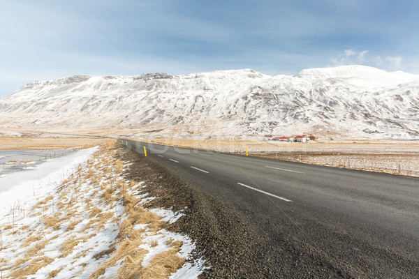 Foto d'archivio: Islanda · inverno · panorama · strada · fuori · neve