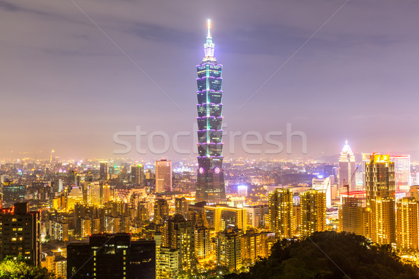 Foto stock: Taiwan · edifício · crepúsculo · céu · cidade · fundo