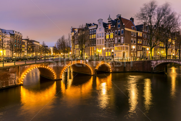 Amsterdam Hollanda batı yan akşam karanlığı su Stok fotoğraf © vichie81