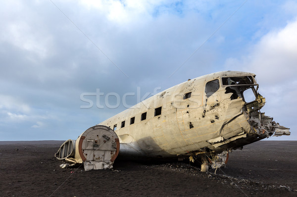 Plan distruge Islanda abandonat militar plajă Imagine de stoc © vichie81