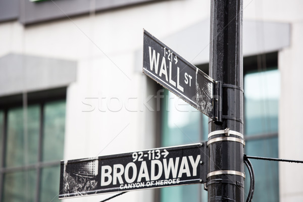 Wall Street Broadway felirat New York pénz város Stock fotó © vichie81