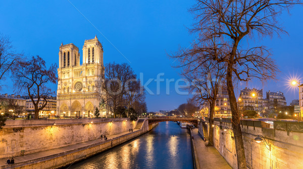 Сток-фото: собора · Париж · Панорама · шампанского · сумерки