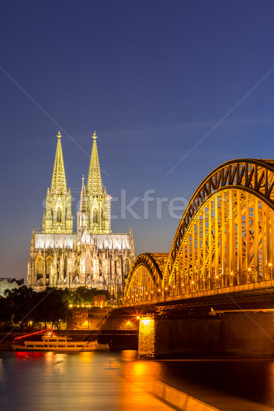 Colonia catedral puente iglesia noche arquitectura Foto stock © vichie81