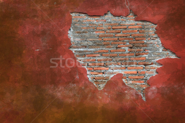 Grunge verwitterten Jahrgang Fragment rot Ziegel Stock foto © vichie81