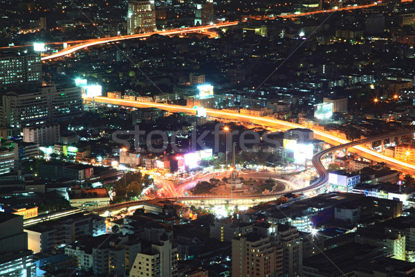 Bangkok widok z lotu ptaka Cityscape centrum zwycięstwo noc Zdjęcia stock © vichie81