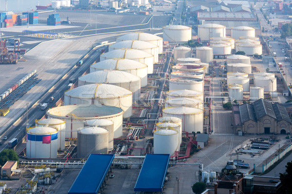 Benzin industriellen Luftbild Himmel Bau Arbeit Stock foto © vichie81