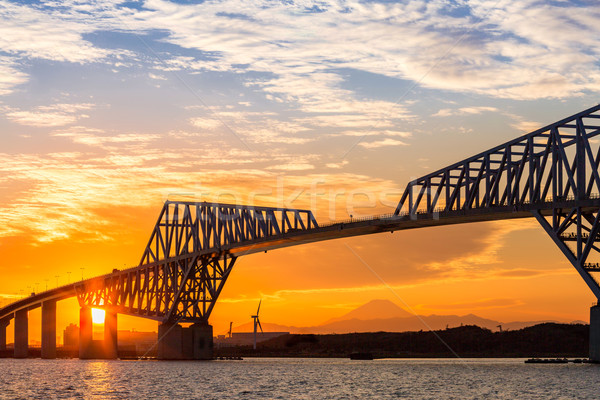 Stockfoto: Tokio · poort · brug · mijlpaal · berg · fuji